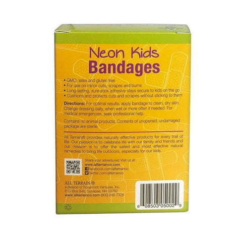 All Terrain, Kids Bandages Latex Free Non-Stick Pad Neon, 20 Pieces All Terrain