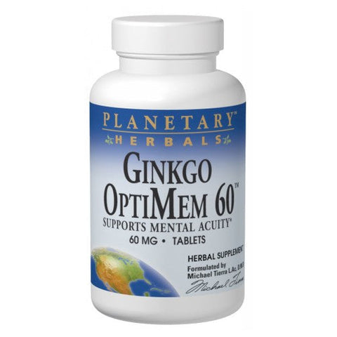 Planetary Herbals, Ginkgo Optimem, 60 mg, 180 Tabs Planetary Herbals