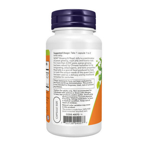 Now Foods, Ginseng & Royal Jelly, 300/300 mg, 90 Caps Now Foods