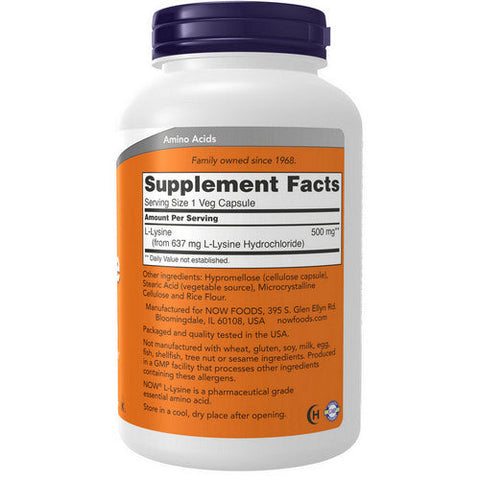 Now Foods, L-Lysine, 500 mg, 250 Caps Now Foods