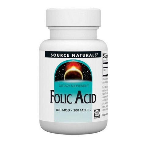 Source Naturals, Folic Acid, 800 mcg, 200 Tabs Source Naturals