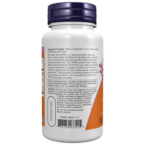Now Foods, RED YEAST RICE & COQ10 FORMULA, 60 Vcaps Now Foods
