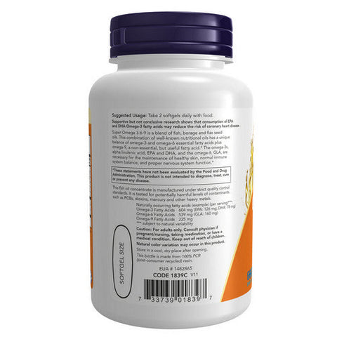 Now Foods, Super Omega 3-6-9, 1200 mg, 90 Sgels Now Foods