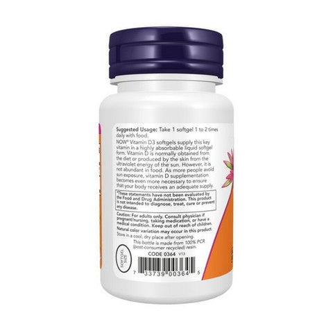 Now Foods, Vitamin D-3, 400 IU, 180 Softgels Now Foods