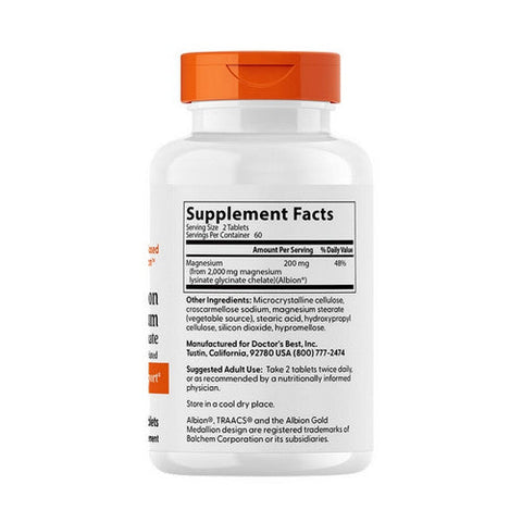 Doctors Best, High Absorption Magnesium Powder, 200 Mg, 120 Tablets Doctors Best