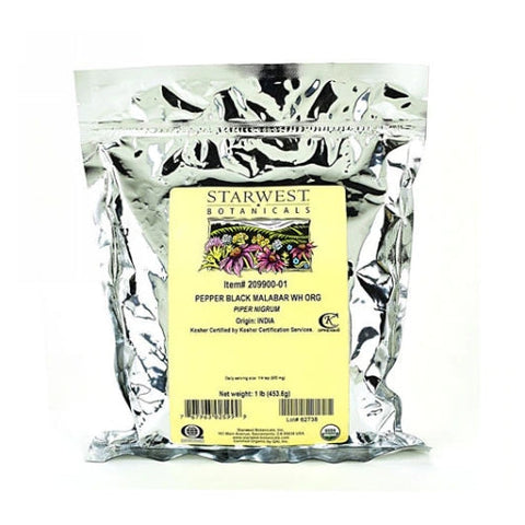 Starwest Botanicals, Organic Pepper Black, Whole 1 Lb Starwest Botanicals