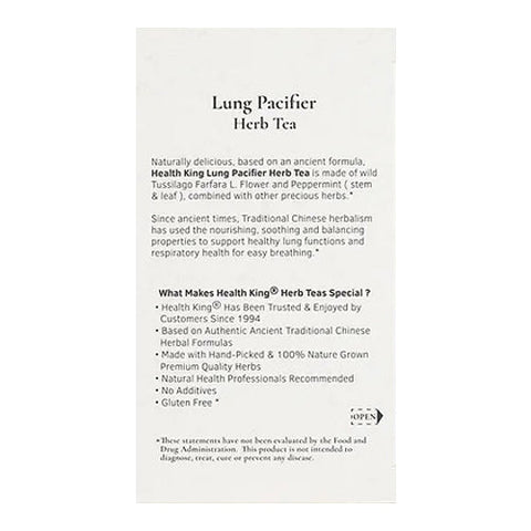 Health King, Tea Lung Pacifier, 20 Bags Health King