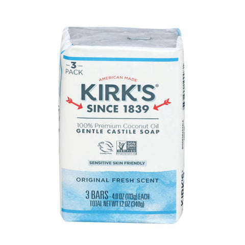 Kirk's Natural Products, Premium Coconut Oil Castile Bar Soap Original Fresh, 12 Oz Kirk's Natural Products