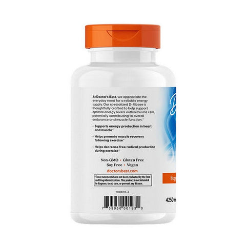 Doctors Best, D-Ribose With BioEnergy Ribose, 4250 Mg, 120 Veggie Caps Doctors Best