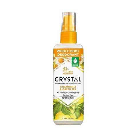 Crystal, Whole Body Deodorant Spray Chamomile And Green Tea, Chamomile & Green Tea 4 oz Crystal