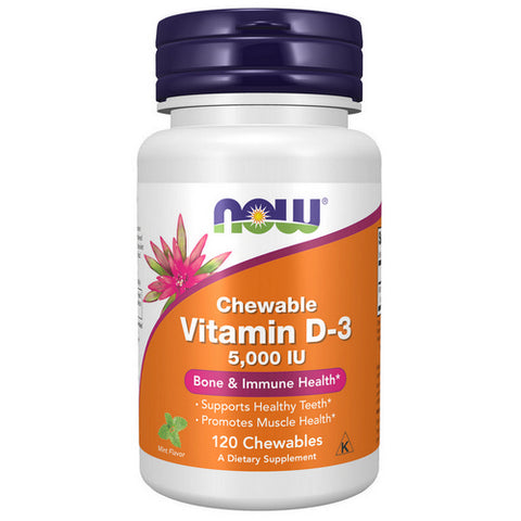 Now Foods, Vitamin D-3 Mint Chewables, 5000 IU, 120 Count Now Foods