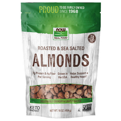 Now Foods, Roasted Almonds with Sea Salt, 1 lb Now Foods