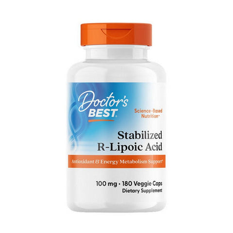 Doctors Best, Stabilized R-Lipoic Acid with BioEnhanced Na-RALA, 100 mg, 180 Veggi Caps Doctors Best