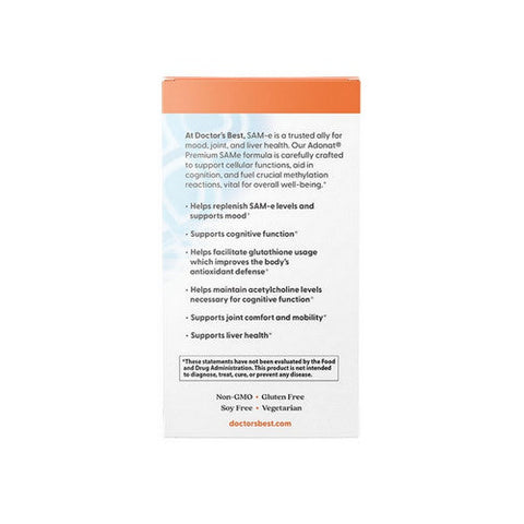 Doctors Best, SAM-e Double-Strength, 400 Mg, 60 Enteric Coated Tablets Doctors Best