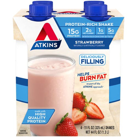 Atkins, Advantage Shakes, Strawberry 4/11 oz Atkins