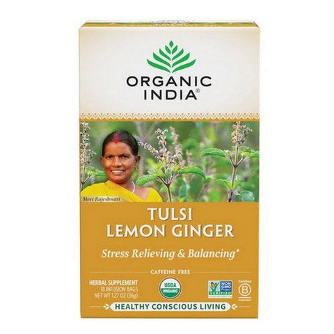 Organic India, Organic Tulsi Tea Lemon Ginger, 18 Bags Organic India