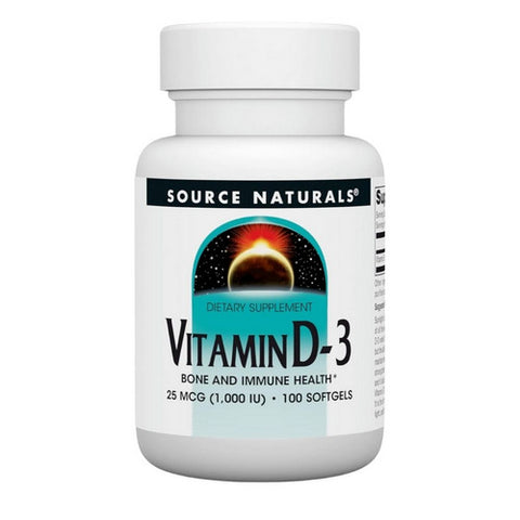 Source Naturals, Vitamin D-3 1000 IU, 100 softgels Source Naturals
