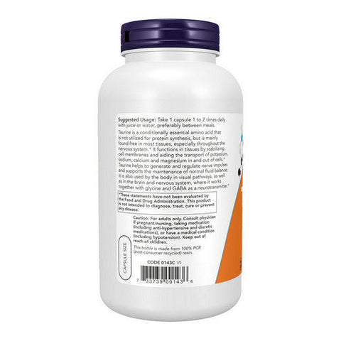 Now Foods, Taurine Double Strength, 1000 mg, 250 caps Now Foods