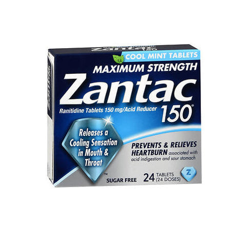 Nubian Heritage, Zantac 150 Maximum Strength Acid Reducer Tablets, 150 mg, Cool mint 24 tabs Zantac
