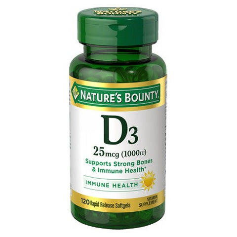 Nature's Bounty, Vitamin D3, 1000 IU, 120 Softgels Nature's Bounty
