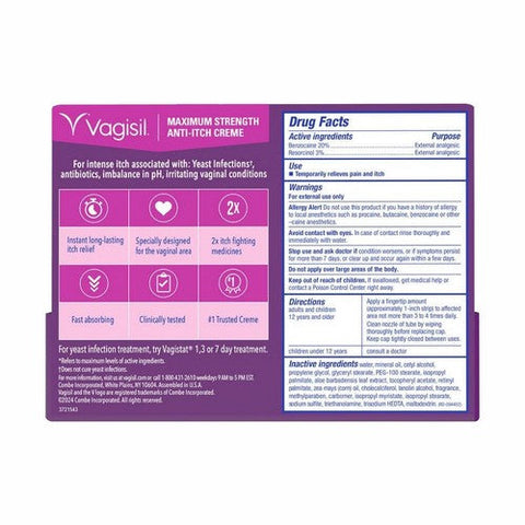Vagisil, Anti-Itch Creme Maximum Strength, 1 Oz Vagisil