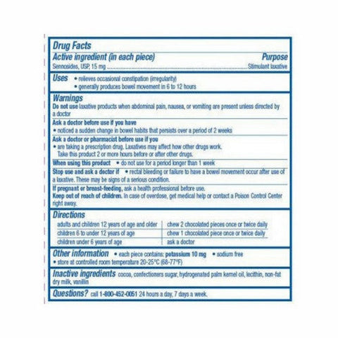 Novartis Consm Hlth Inc, Ex-Lax Chocolated Stimulant Laxative Pieces Regular Strength, Box Of 1 Ex-Lax