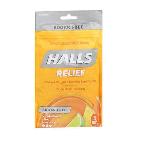 Halls, Mentho-Lyptus Drops Sugar Free, Citrus Blend 25 Each Halls