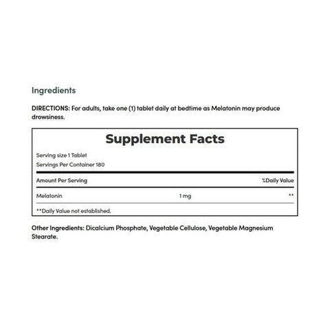 Nature's Bounty, Melatonin Natural Sleep Aid, 1 mg, 180 Tablets Nature's Bounty